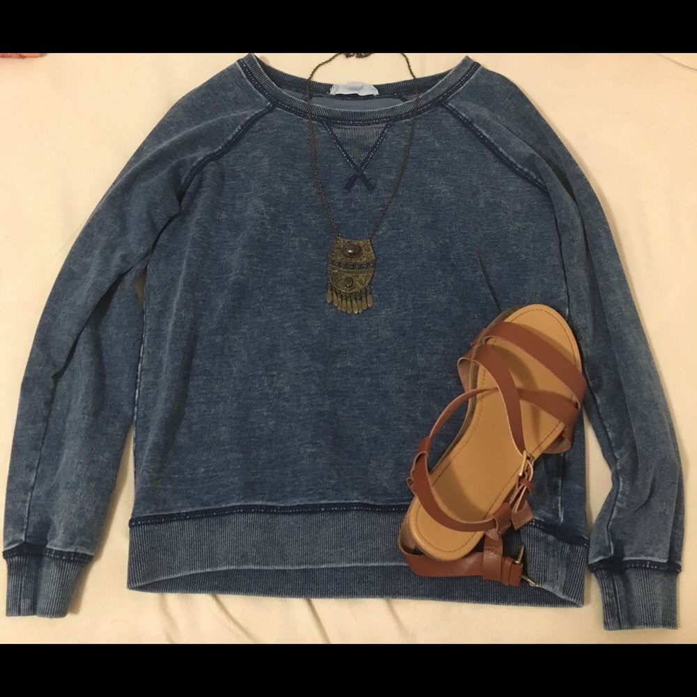 Blue jean long sleeve sweater